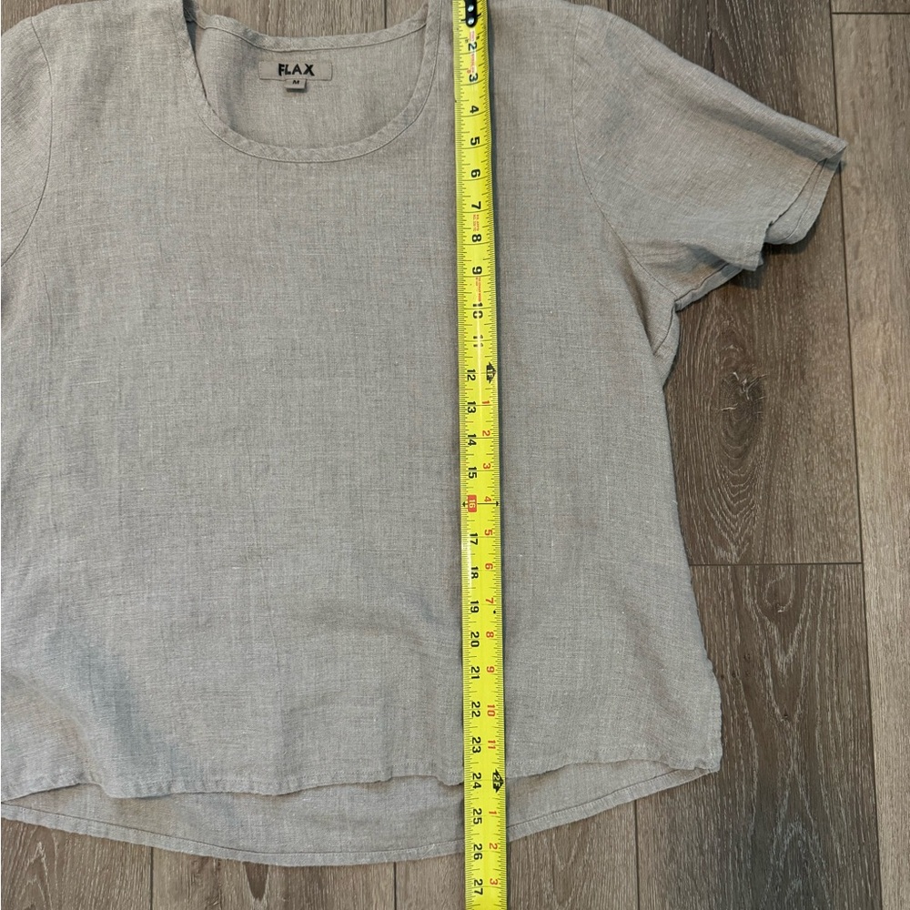 Flax Women's 100% Boxy Short Sleeve Top in a Natural Beige Color Medium - Picture 8 of 8